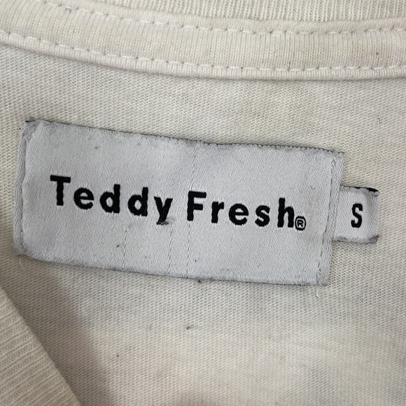 Teddy Fresh merch white crew neck teddy t shirt short sleeve sz S cotton stained - Picture 11 of 16